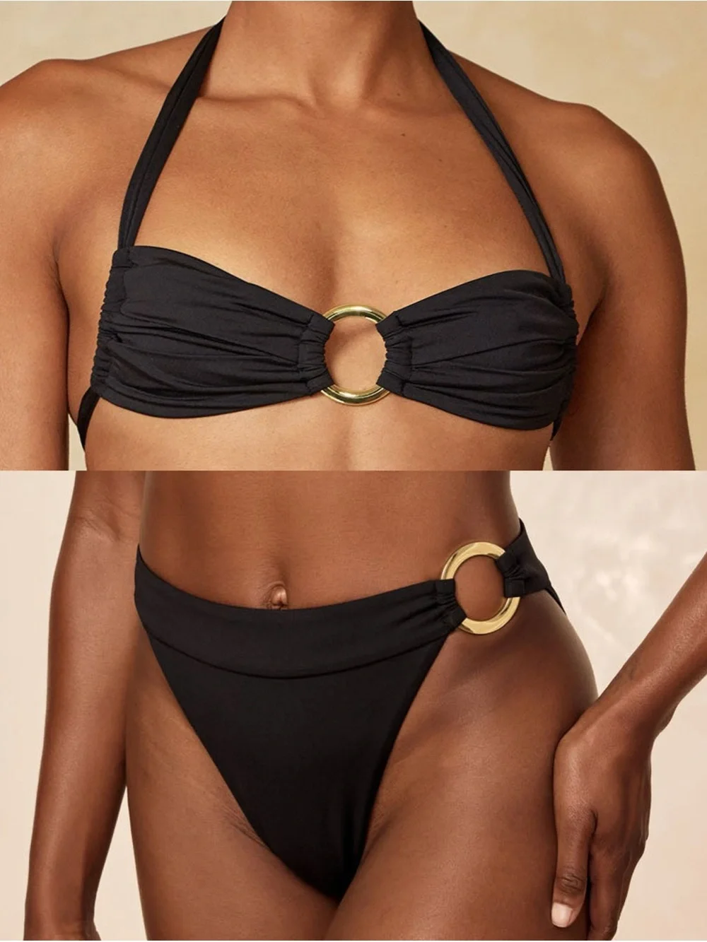 Monday Swimwear Brontë Top & Antigua Bottom Bikini Set Black Women’s